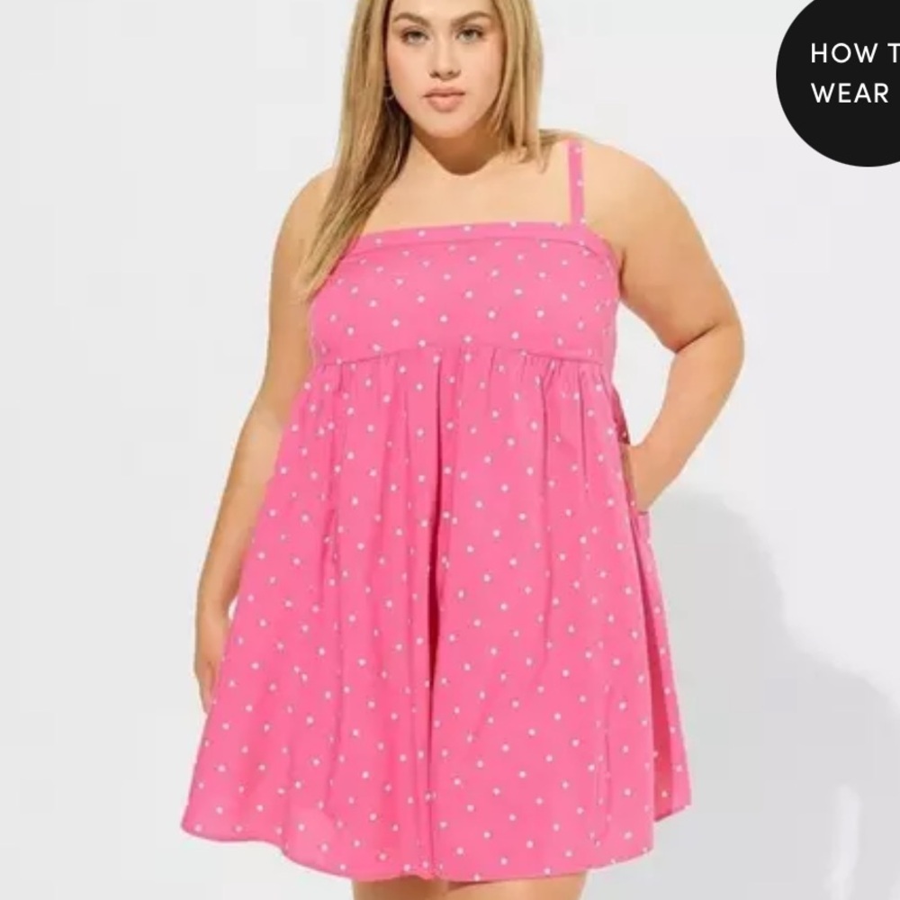 Torrid Honey Dot Gin Fizz Mini Challis Sleeveless Sundress Size 2X